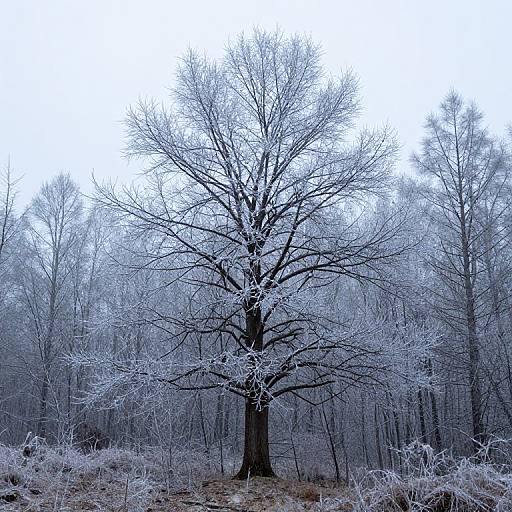 Solitary Frost-Kissed Forest Tree