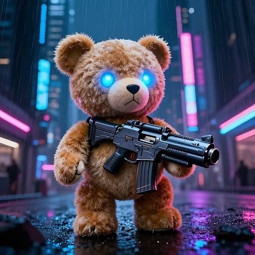 Cyberpunk Teddy Bear with Gun