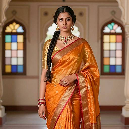 Elegant Indian Woman in Vibrant Saree