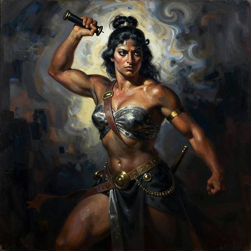 Fierce Warrior in Shadowed Storm