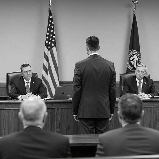 Dramatic Courtroom Scene in Black and White