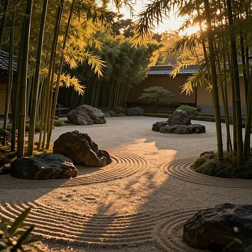 Tranquil Zen Garden at Dusk