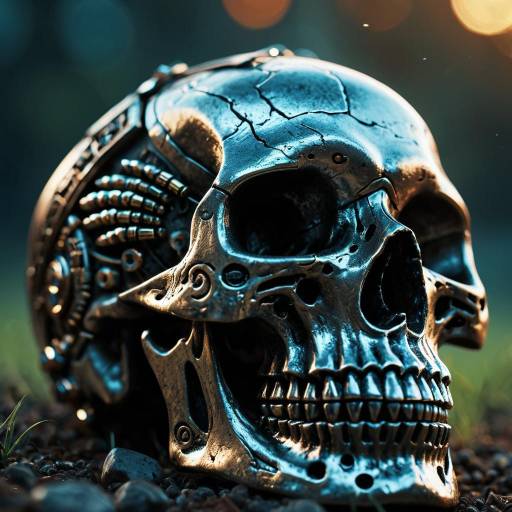 Intricate Metallic Cyber Skull