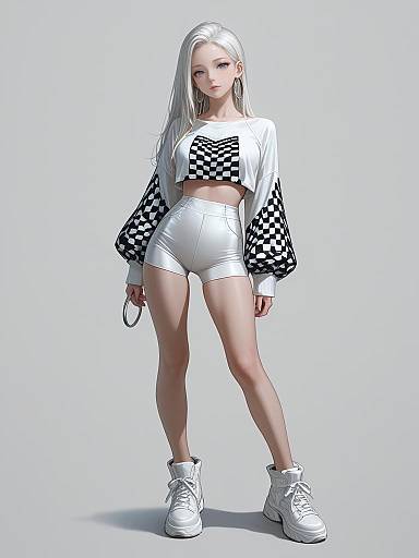 Modern Street Style Woman in Checkerboard