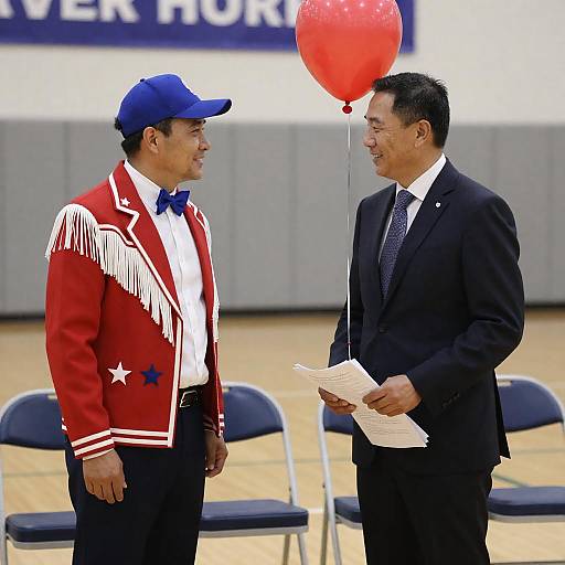 Two Men in Unique Gymnasium Attire