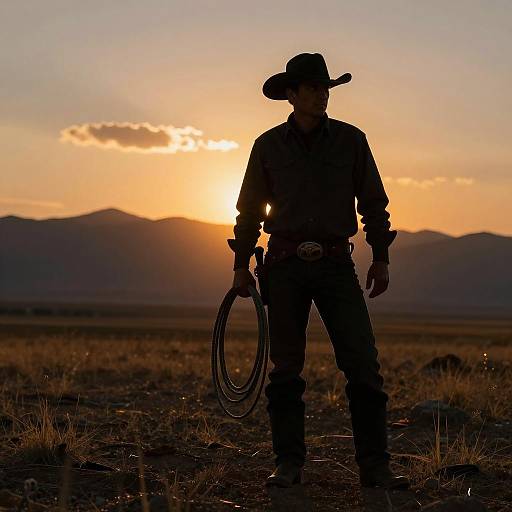 Cowboy Silhouette at Sunset