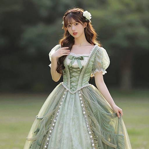 Fairy Tale Woman in Green Dress