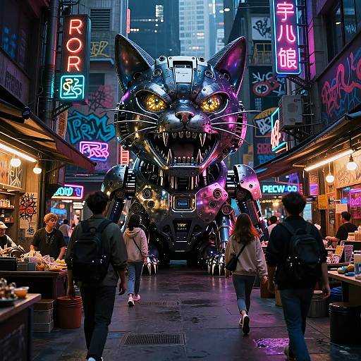 Neon Marketplace Cyborg Cat Standoff