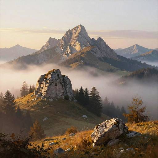 Foggy Dolomite Peaks at Golden Hour