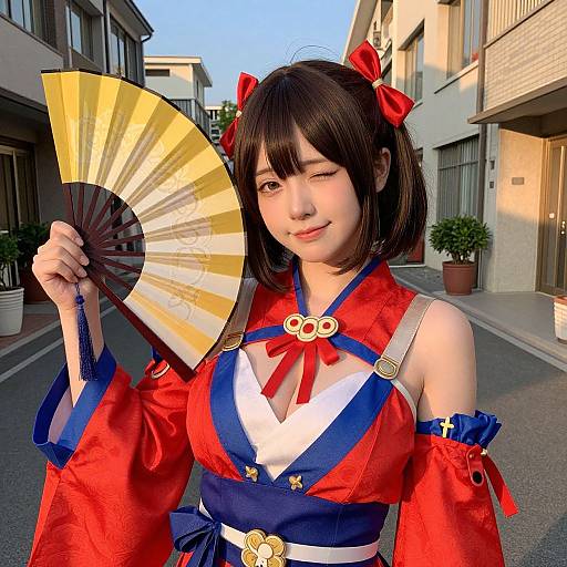 Realistic Tsuyu Costume Photo at Sunset