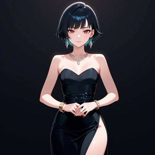 Elegant Cowgirl in Strapless Black Dress Elegant Cowgirl in Strapless Black Dress