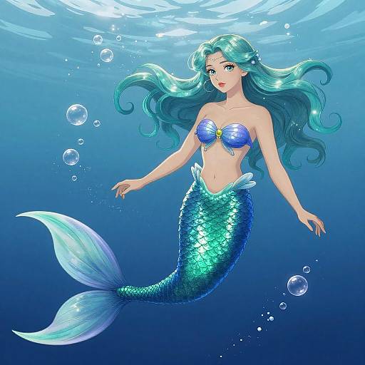 Elegant Mermaid in Enchanting Underwater Scene