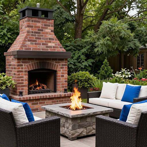 Cozy Outdoor Patio with Stone Firepit