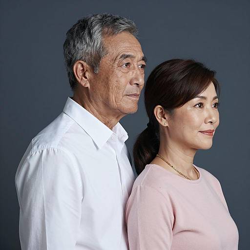 Couple in Profile Against Gradient Background