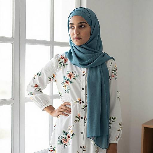 Young Woman in Teal Hijab Portrait