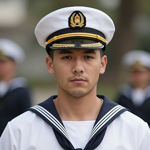 Realistic Man in Navy Sailor Costume