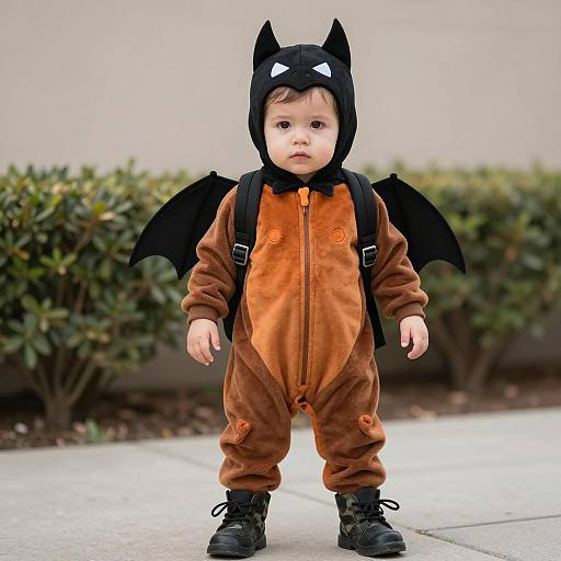 Toddler in Bat Costume Outdoors