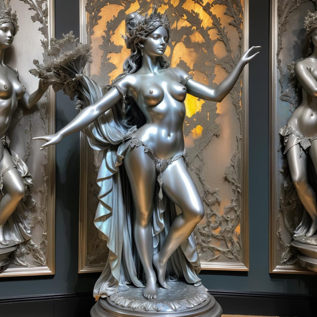 Captivating Nymph Statue in Photorealism