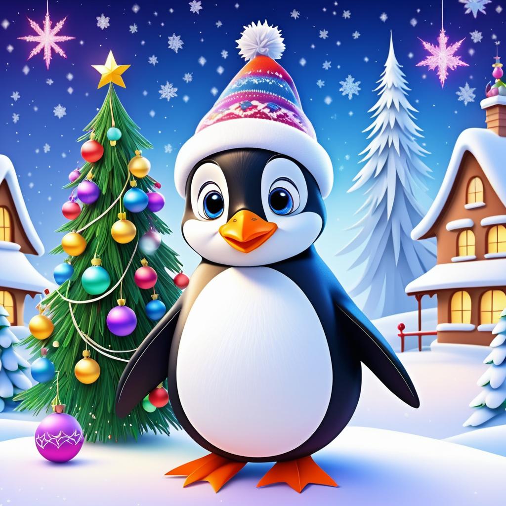 Charming Disney New Year's Penguin Card