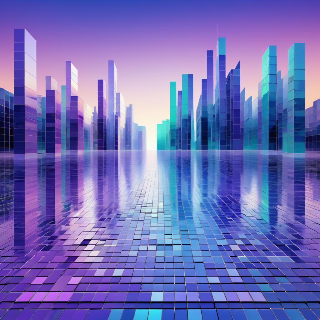 Futuristic Cityscape in Pixelated Mosaic