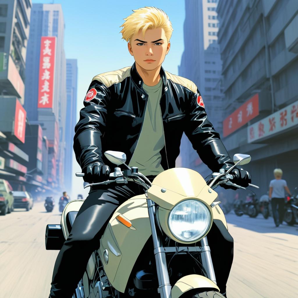 Blonde Biker in Akira Style Artwork