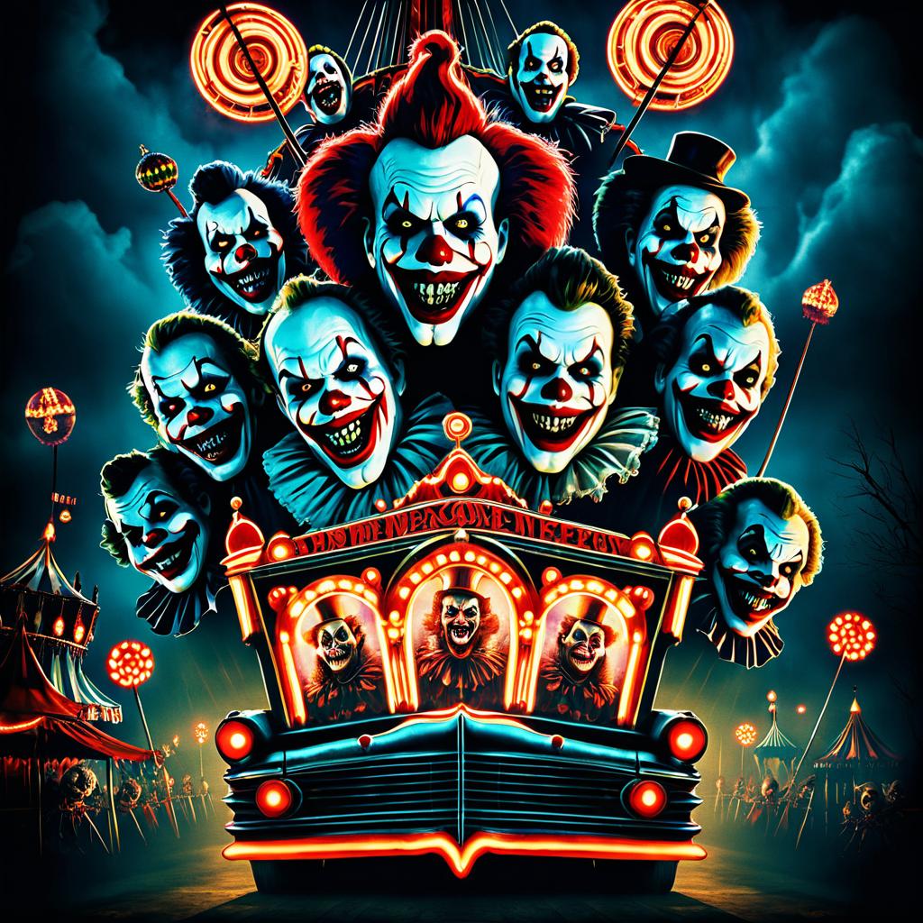 Haunted Carnival Ride with Ghostly Clowns