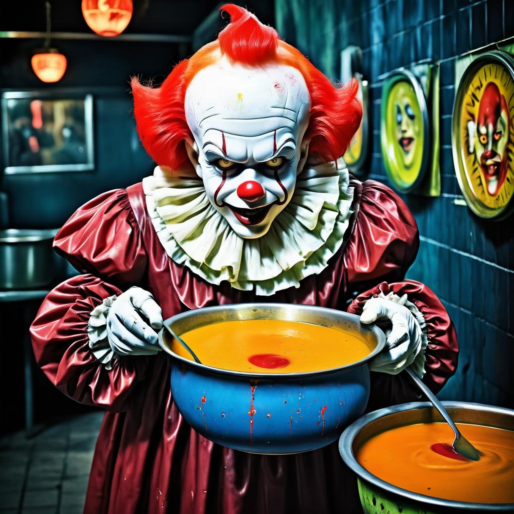 Surreal Pennywise in a Soup Queue