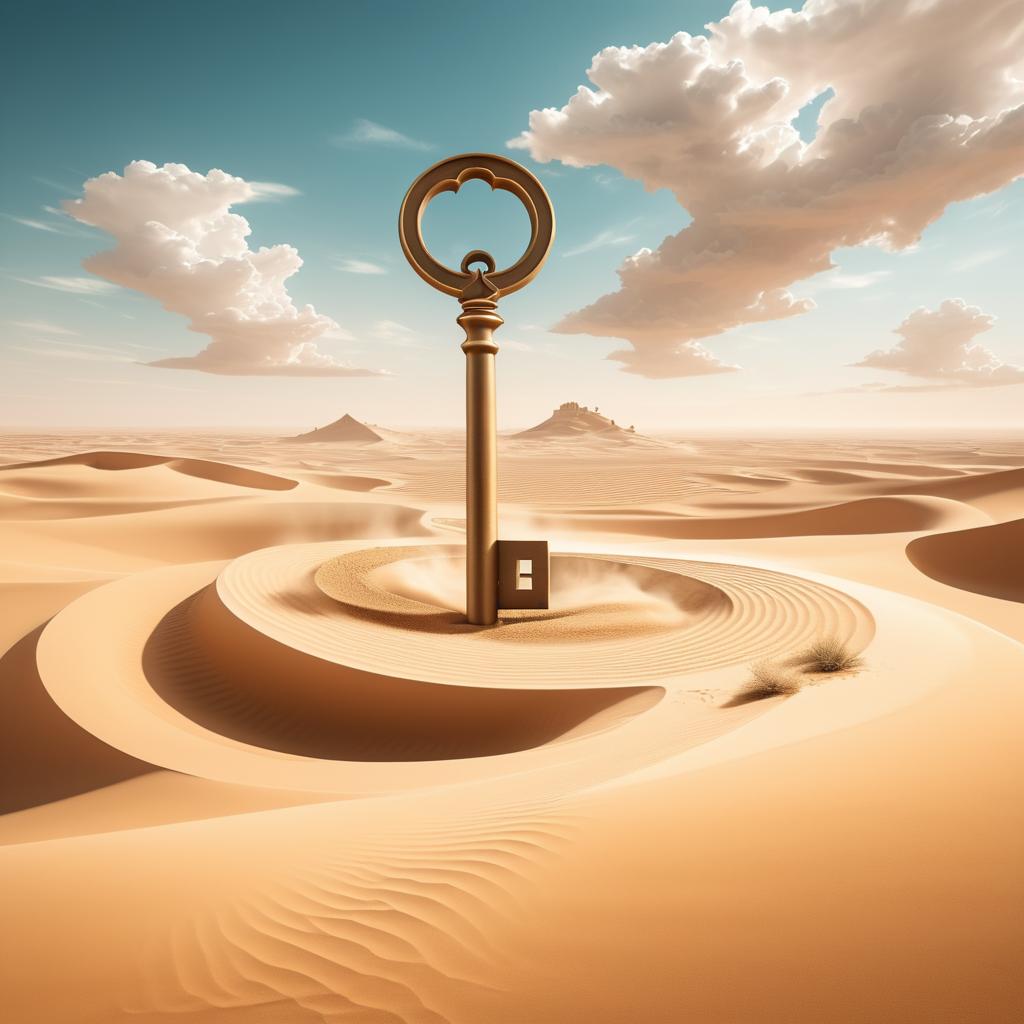 Mystical Giant Key in Desert Surrealism