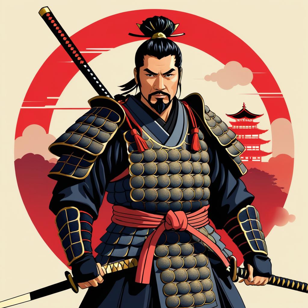 Samurai Character Illustration by Bonehaus