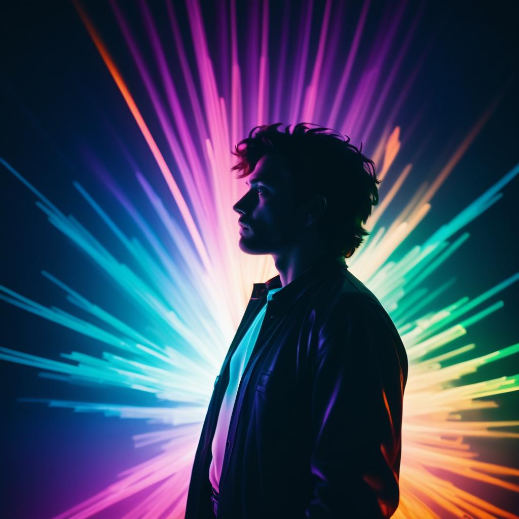 Vibrant Cinematic Glow with Crystal Silhouette