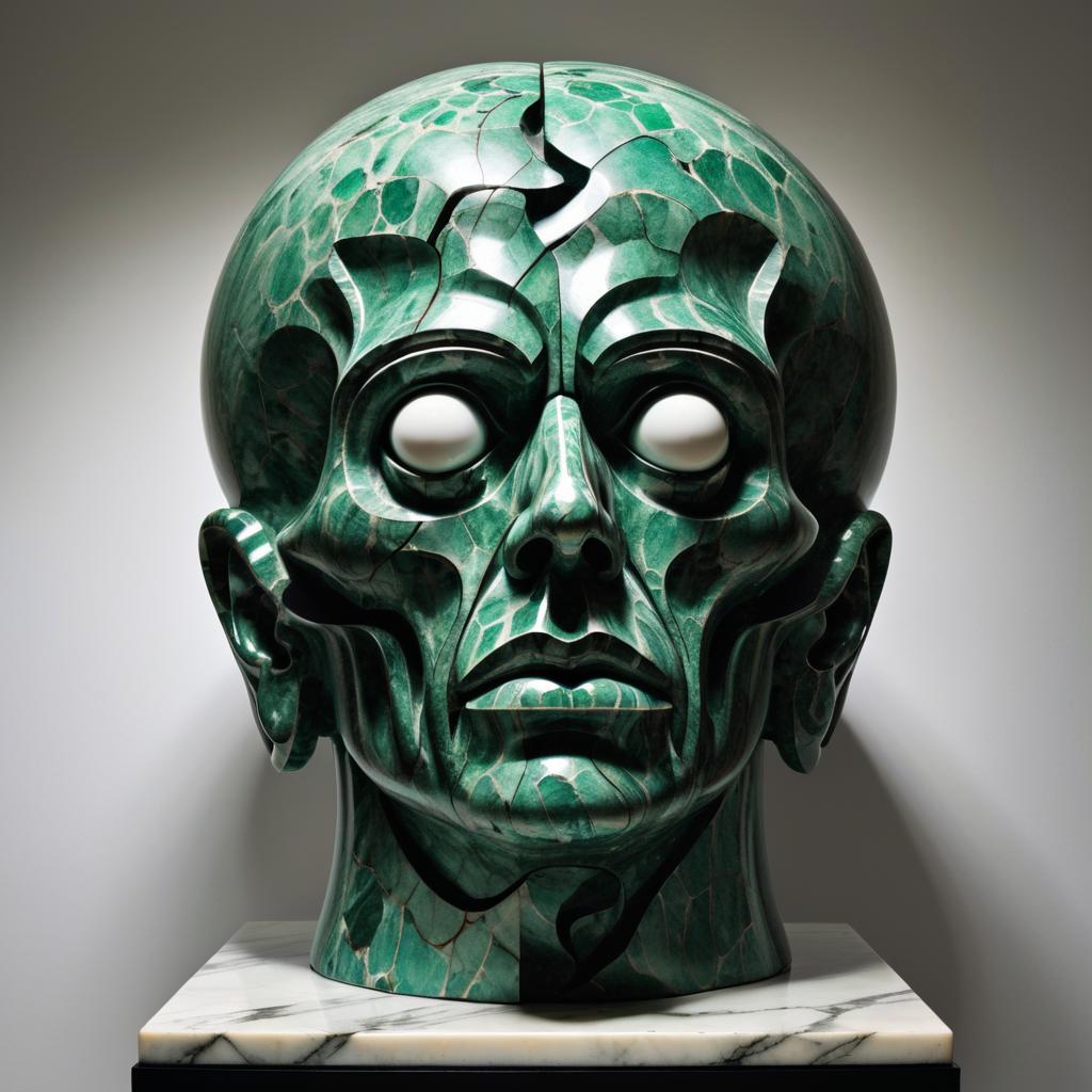 Eerie Distorted Sculpture with Dramatic Lighting