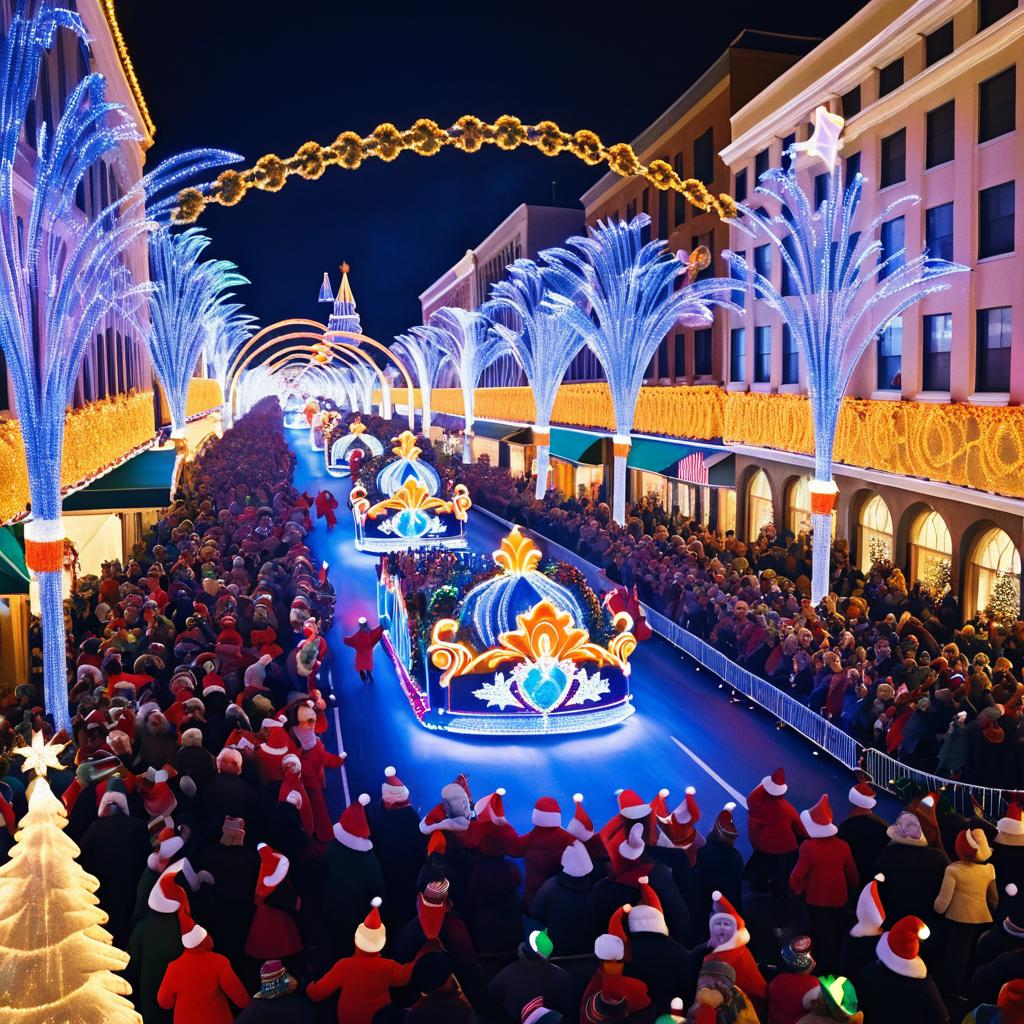 Joyful Holiday Parade with Dazzling Floats