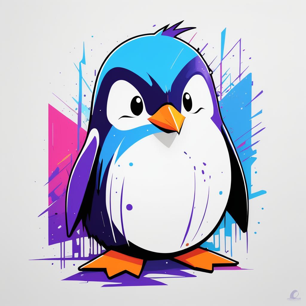 Sharp-Edged Cartoon Penguin Design