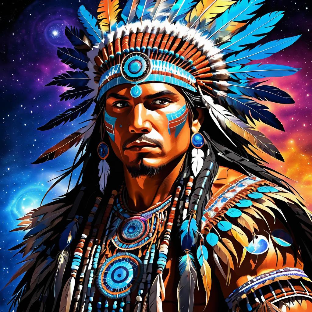 Vibrant Native American Shaman Fantasy Art