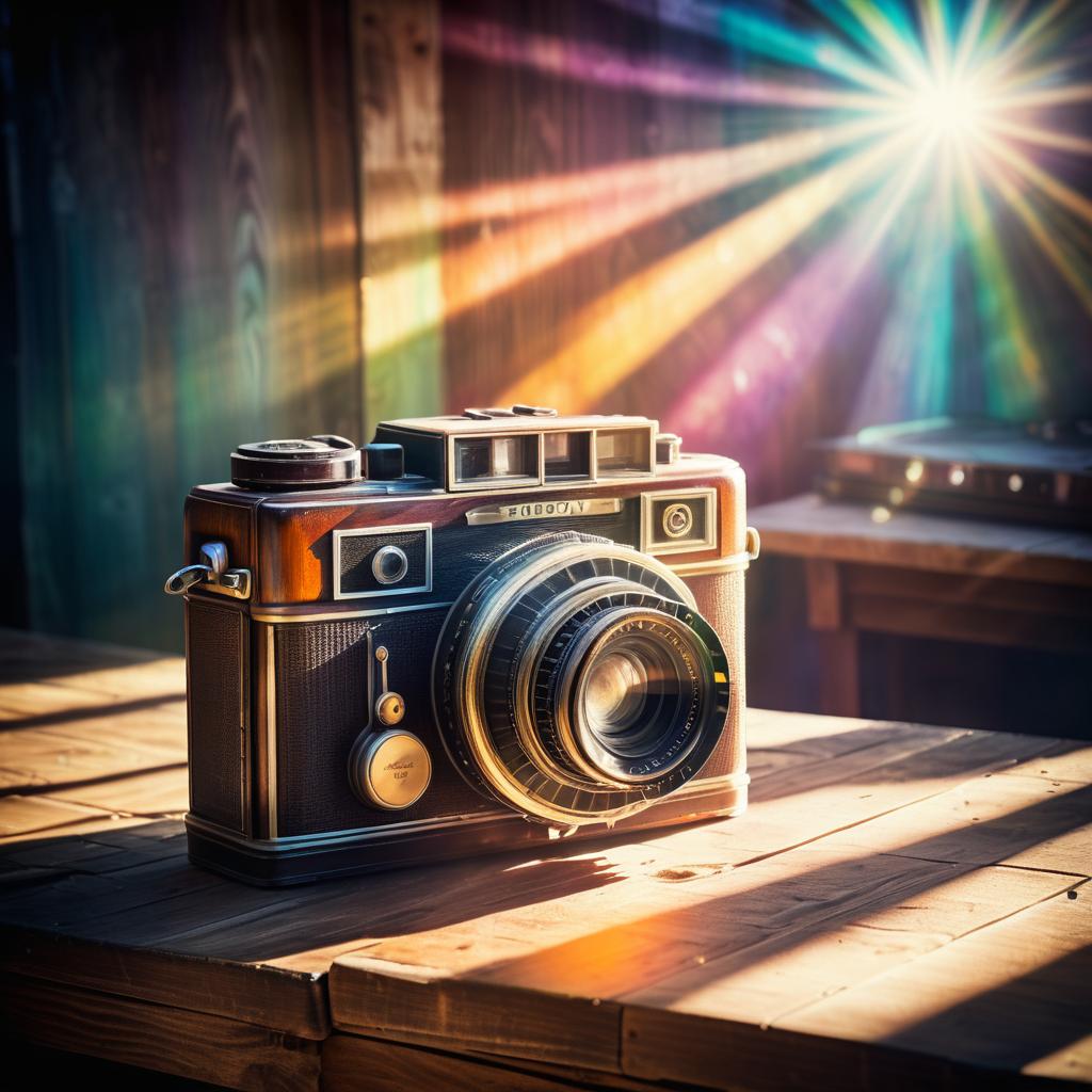 Vintage Camera on Weathered Table Artwork