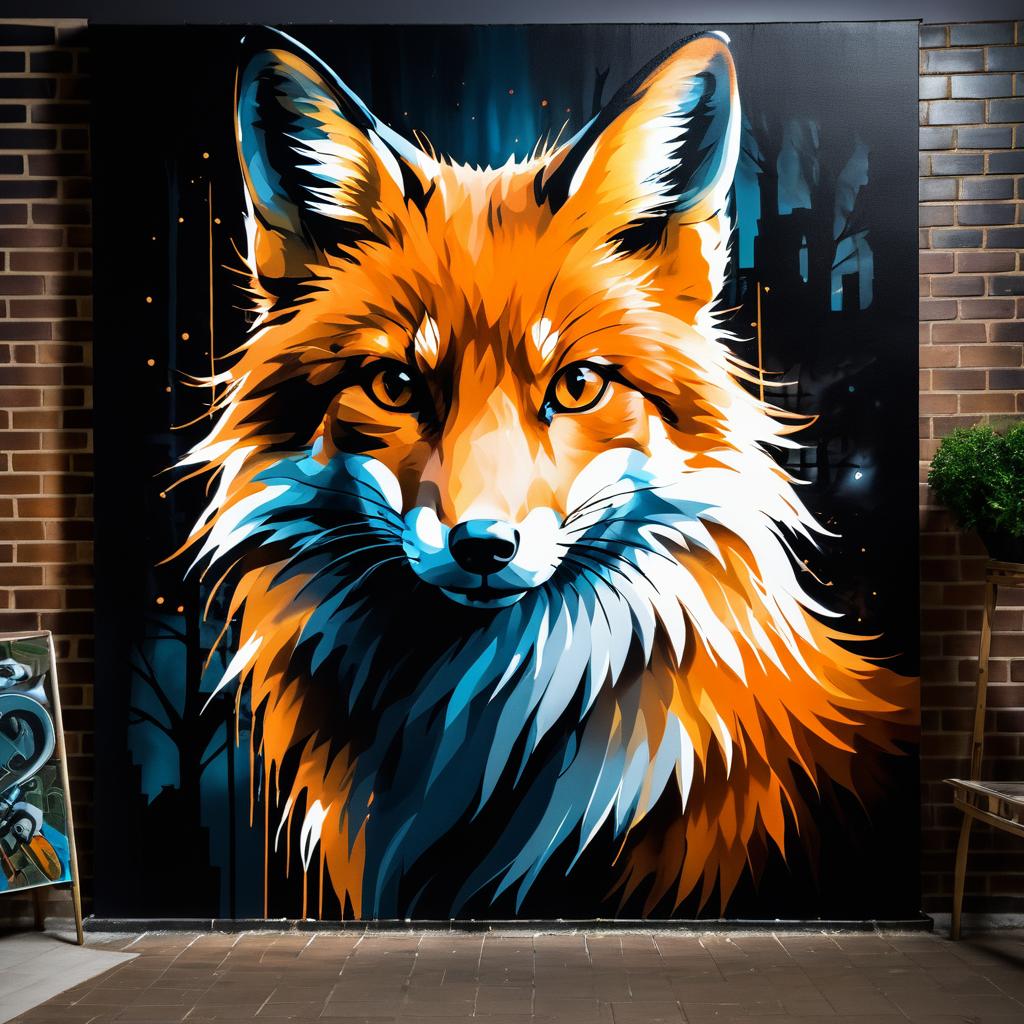 Urban Fox Creating a Mural Masterpiece