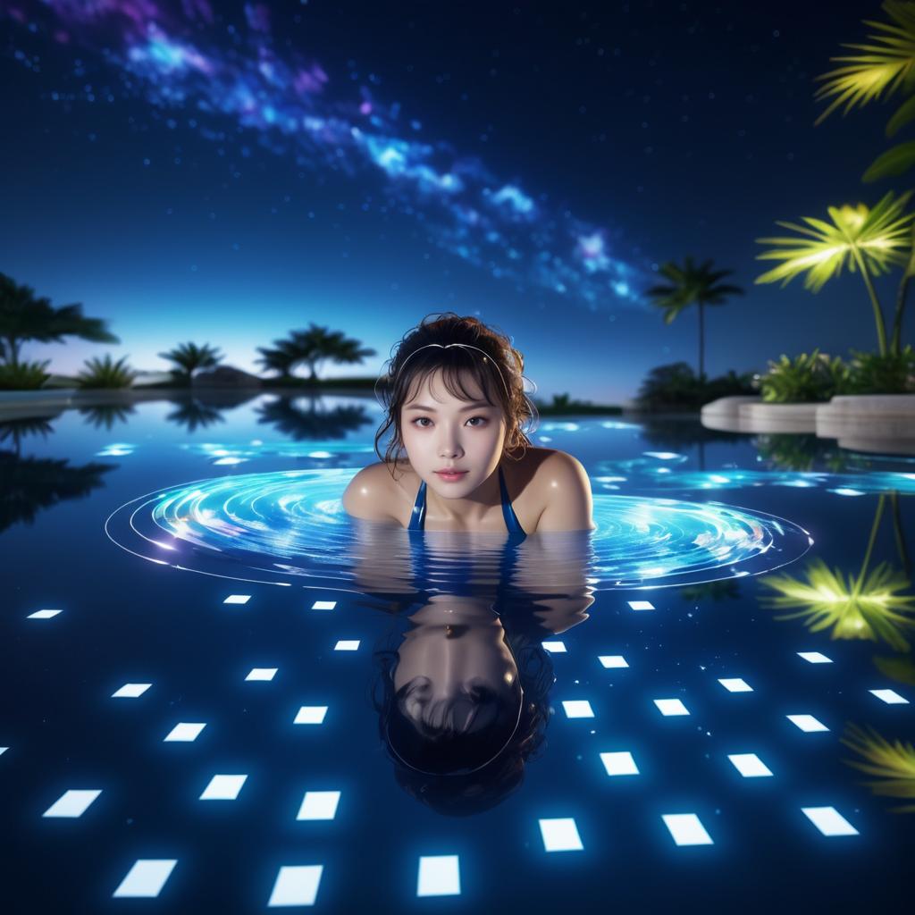 Adventurous Woman by Starry Pool