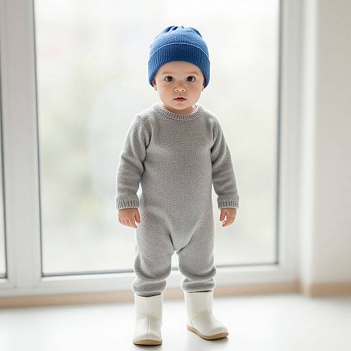 Baby in Knitted Beanie Costume