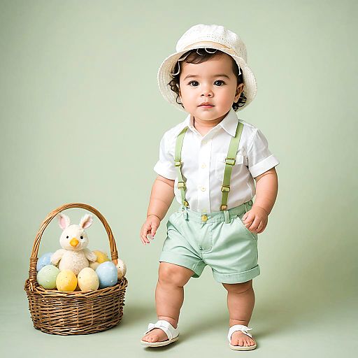 Cute Toddler Sitting with Easter Decorations