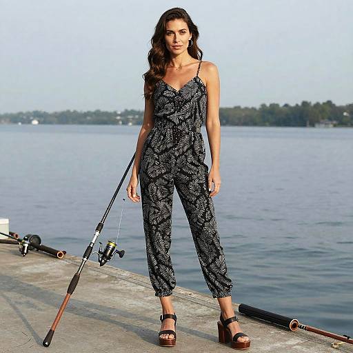 Stylish Woman at Waterfront Pier