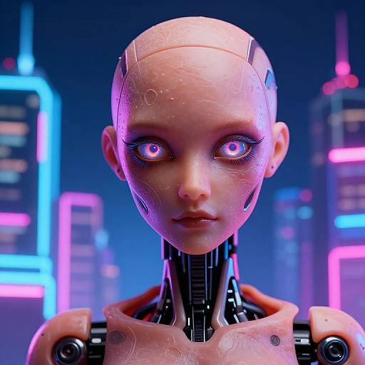 Cyberpunk Flesh Doll Robot Close-Up