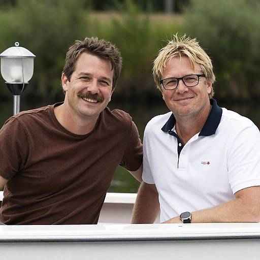 Two Friends Smiling in a Boat