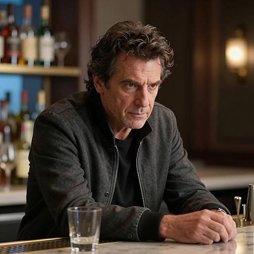 Intense Middle-Aged Man at Bar