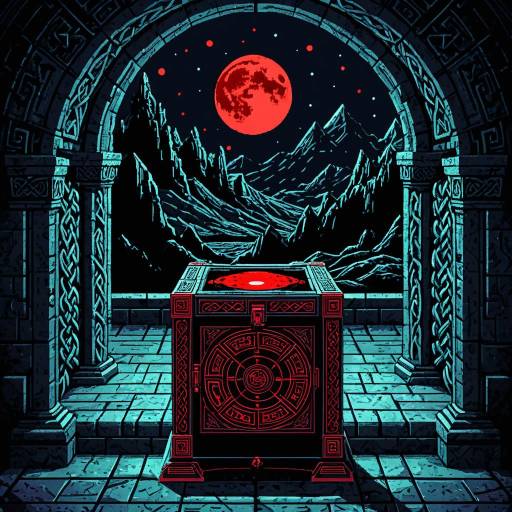 Low Poly Celtic Music Box in Moonlit Chamber