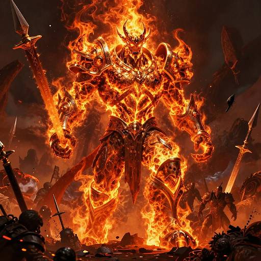 Fiery Titan Sargeras in Apocalyptic Wasteland