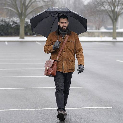 Solitary Figure in a Snowy Lot