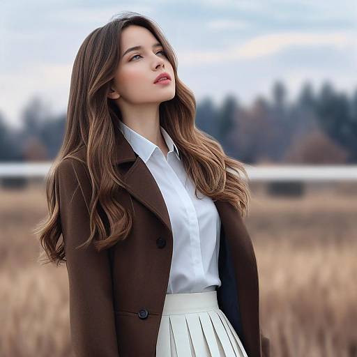 Photorealistic Woman in Brown Coat