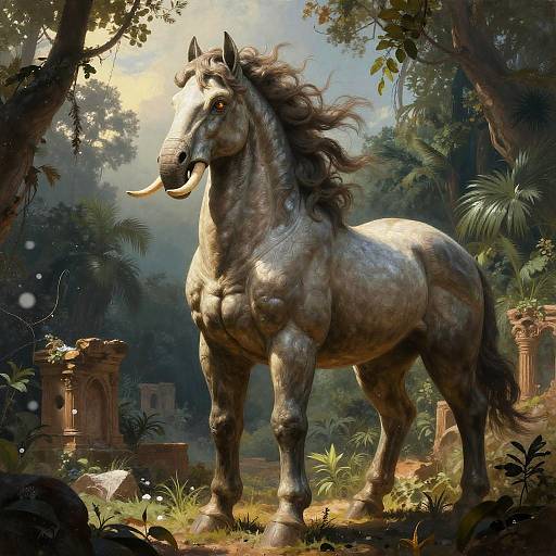 Ancient Elephant-Horse Guardian Artwork