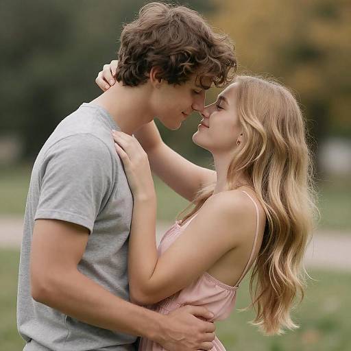 Tender Intimate Embrace Before a Kiss