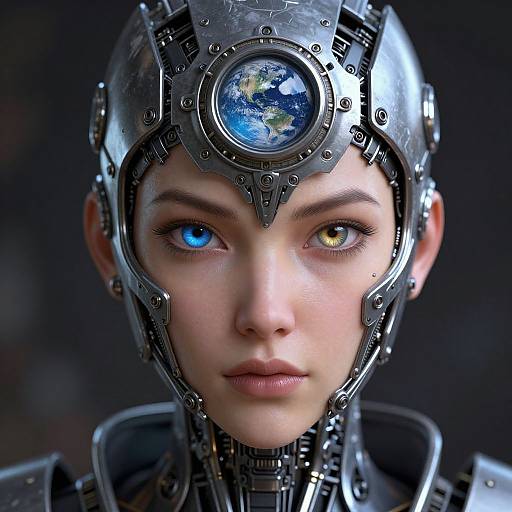 Cybernetic Warrior Android Portrait